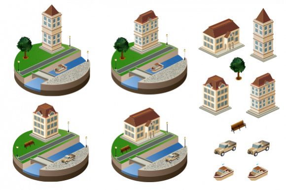 Vintage vecto city buildings example image 1