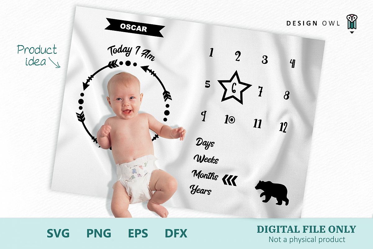 Bear Milestone Blanket - SVG cut file example image 1