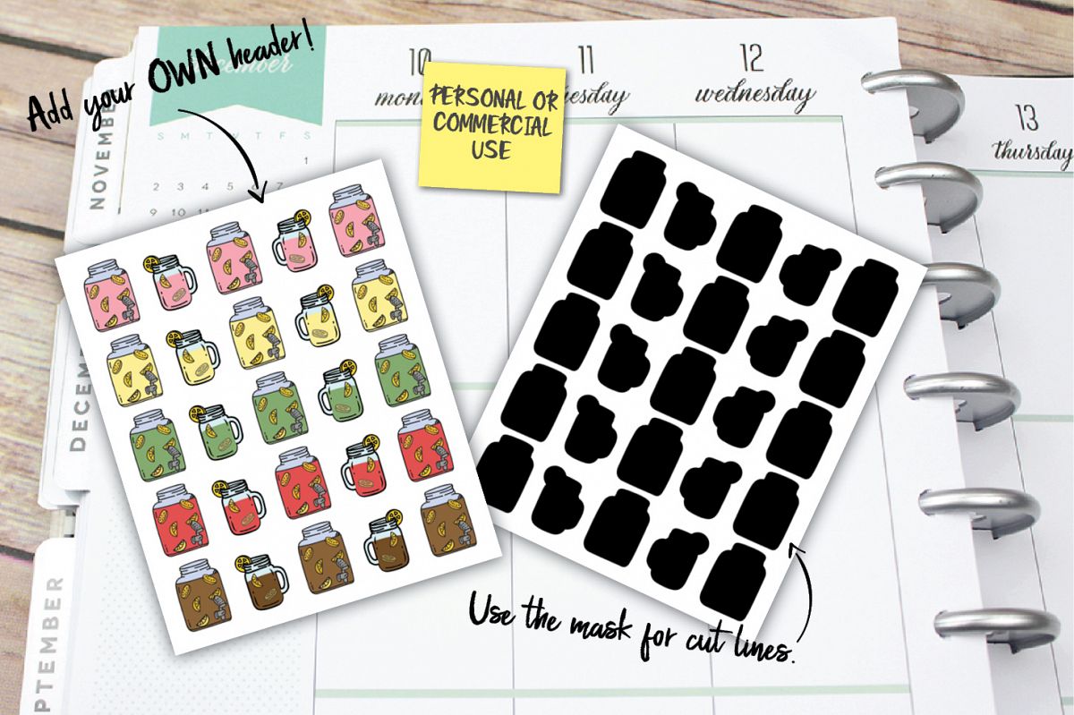 Summer Drinks Planner Stickers example image 1