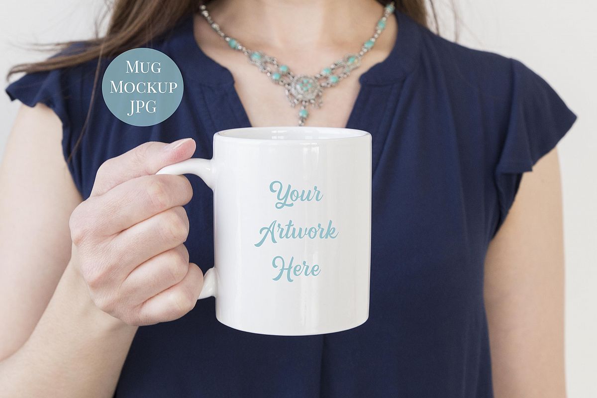 Woman holding mug mockup example image 1