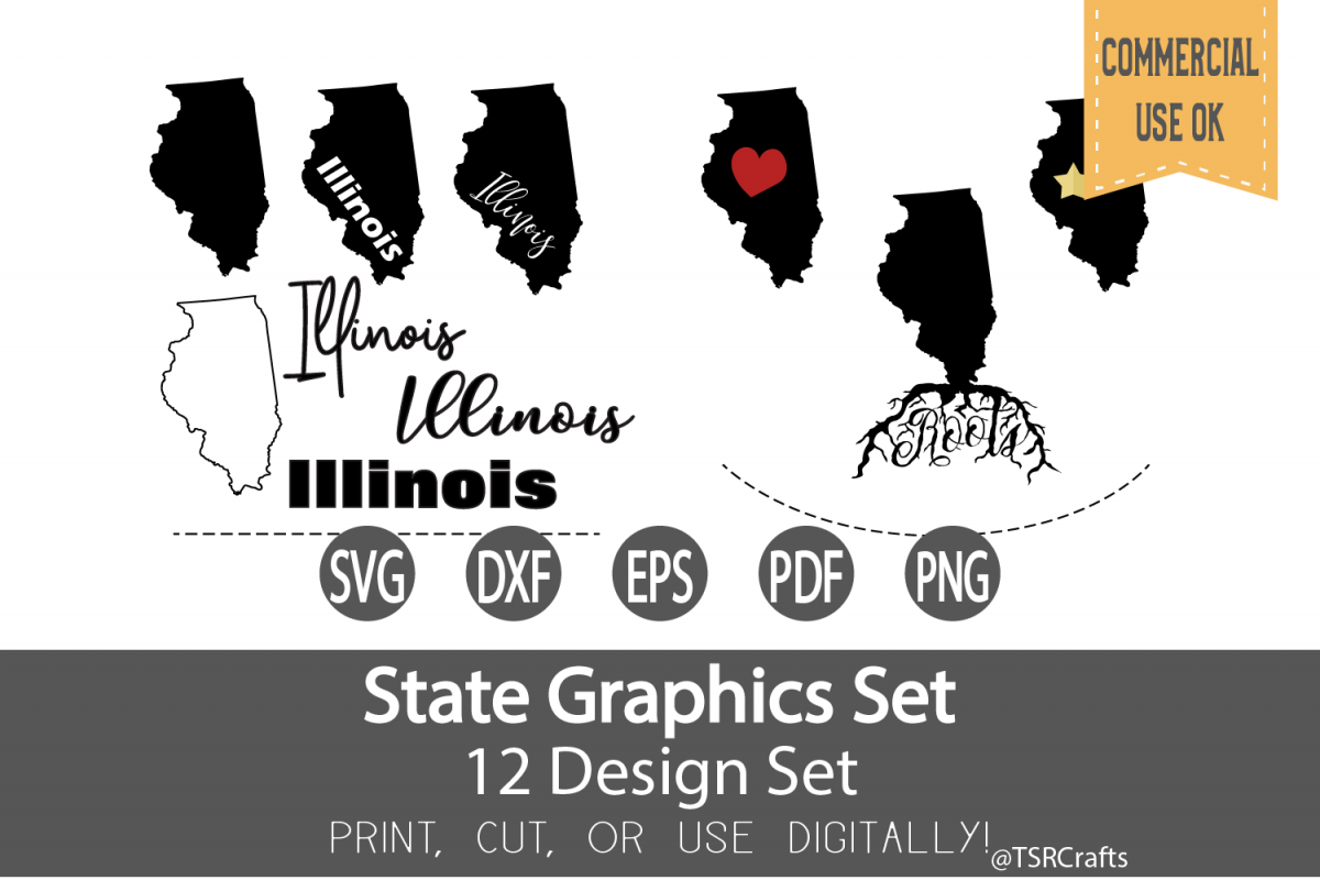 Illinois State Graphics Set - Clip Art and Digital Cut files example image 1