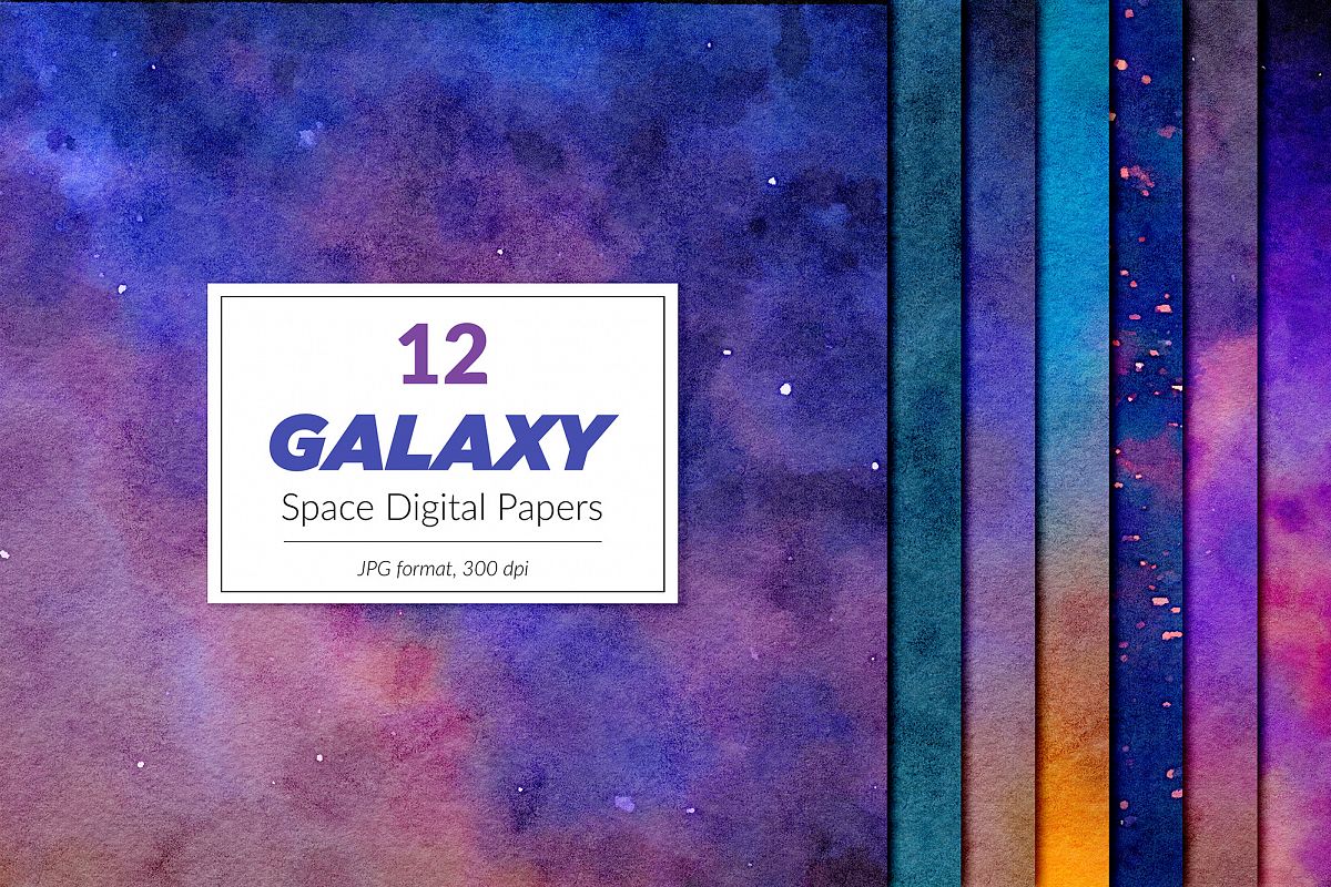 Watercolor Nebula Digital Paper example image 1