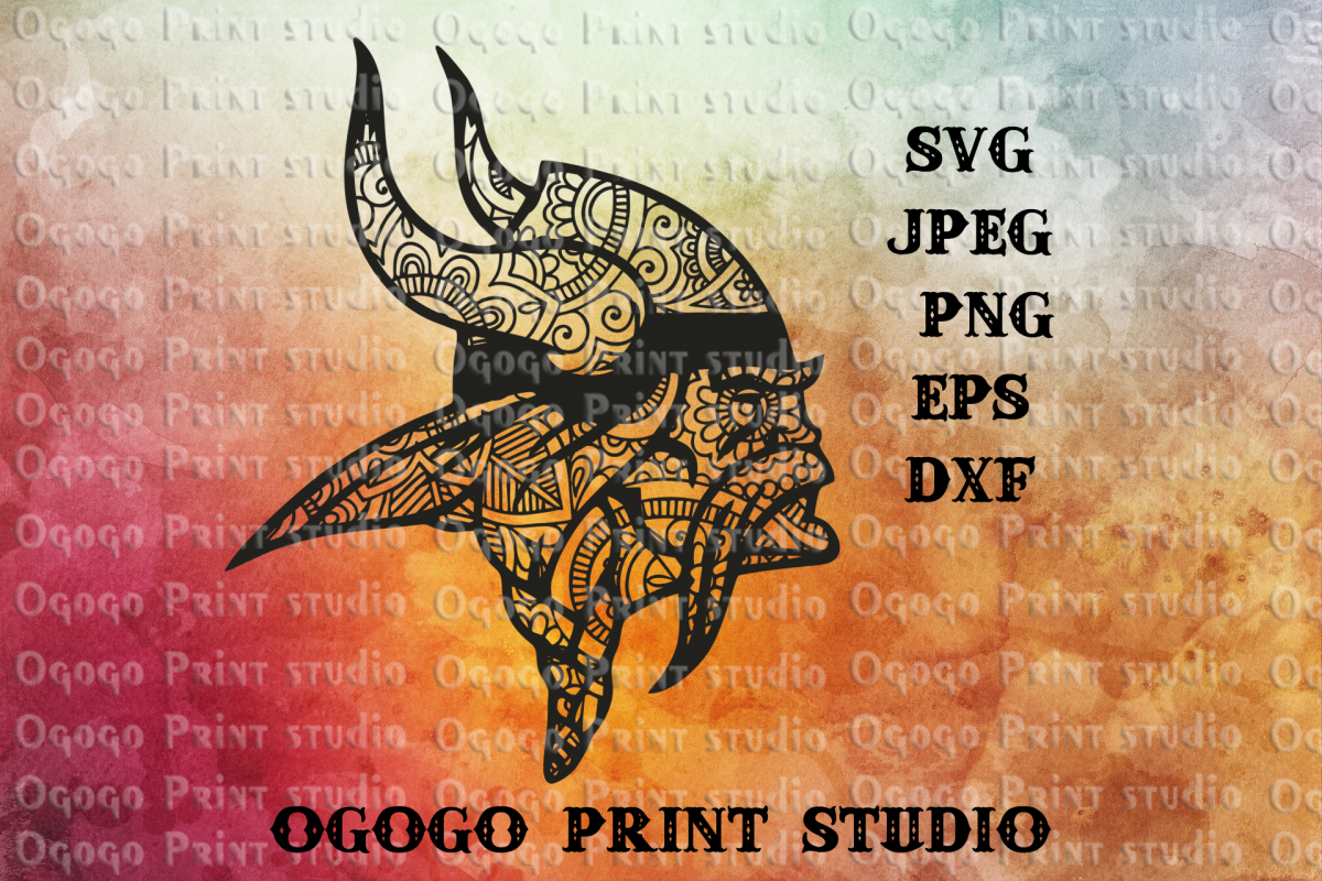 Minnesota Vikings Svg, Football Mandala Svg, Zentangle SVG example image 1