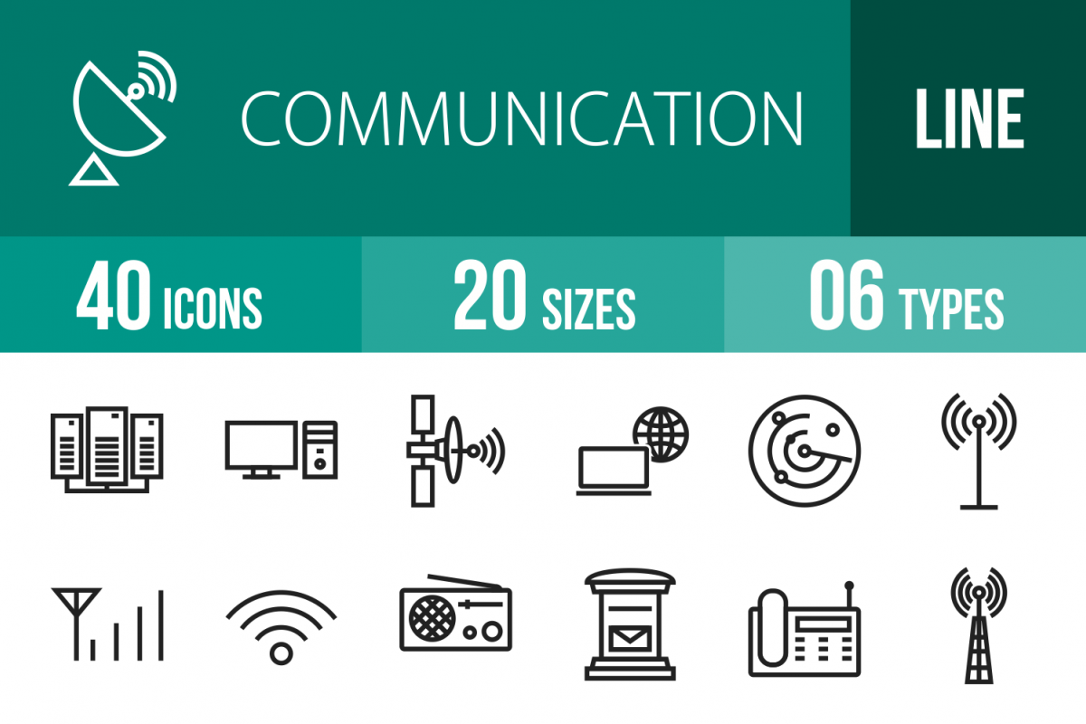 40 Communication Line Icons example image 1
