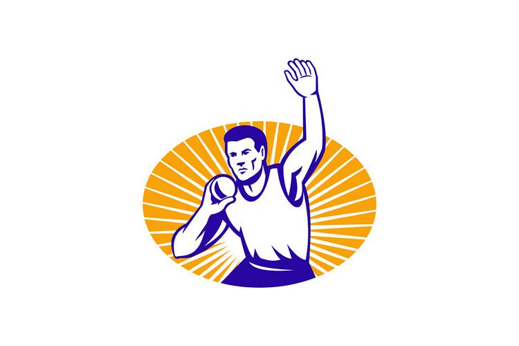Athlete Shot Put Throw Retro example image 1