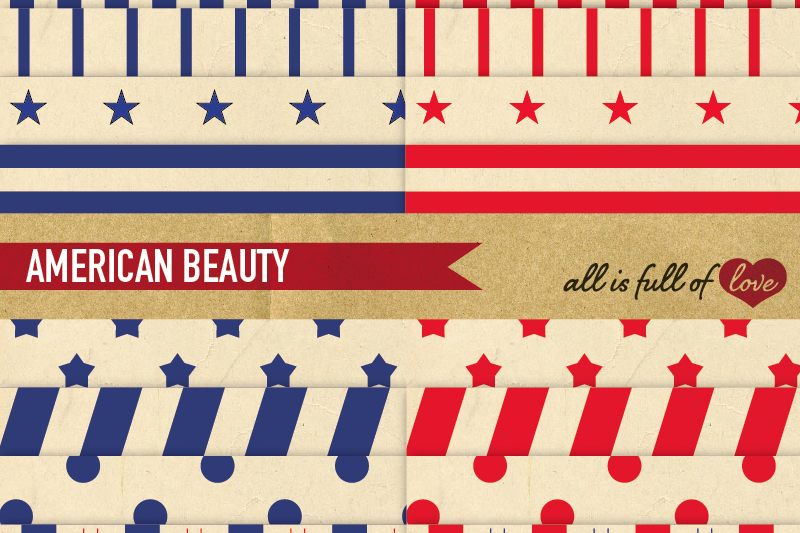 Independence day Vintage Background Patterns American Dream Digital Paper Red and Blue Stripes and Stars example image 1