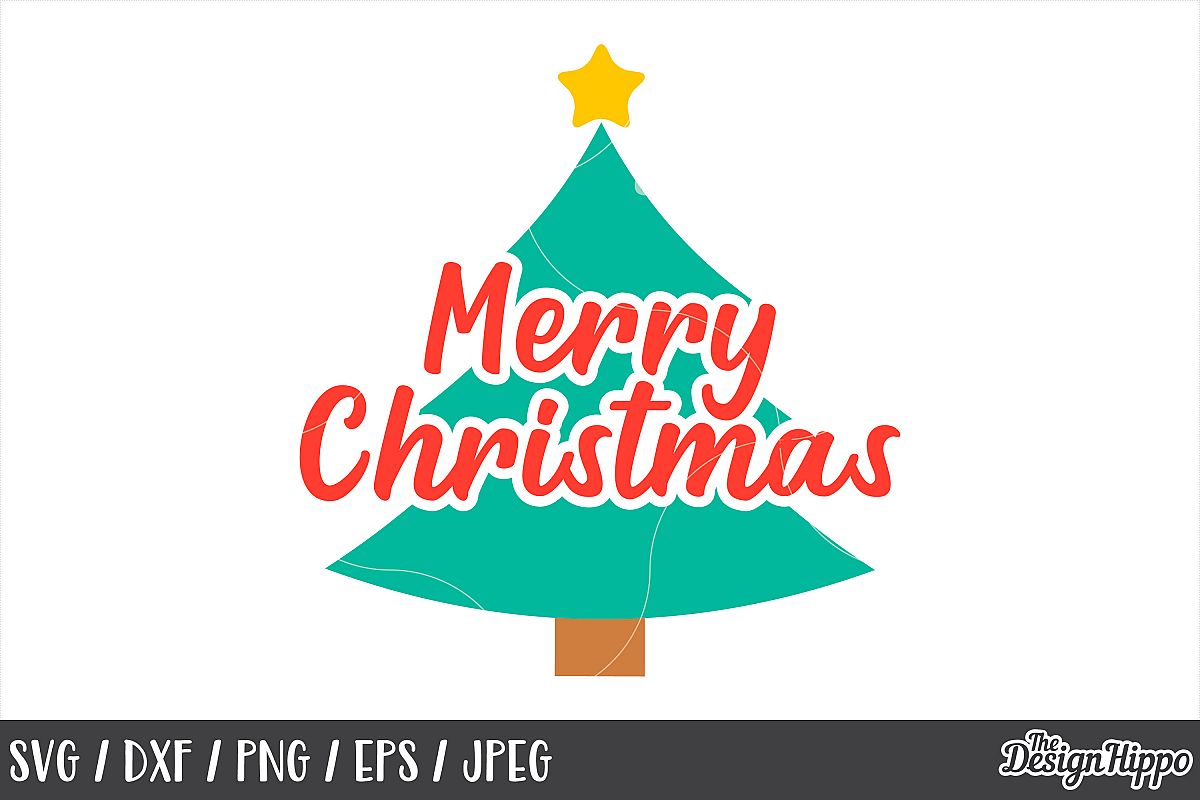 Christmas Tree, Merry Christmas SVG, Star, PNG, DXF Cut File example image 1