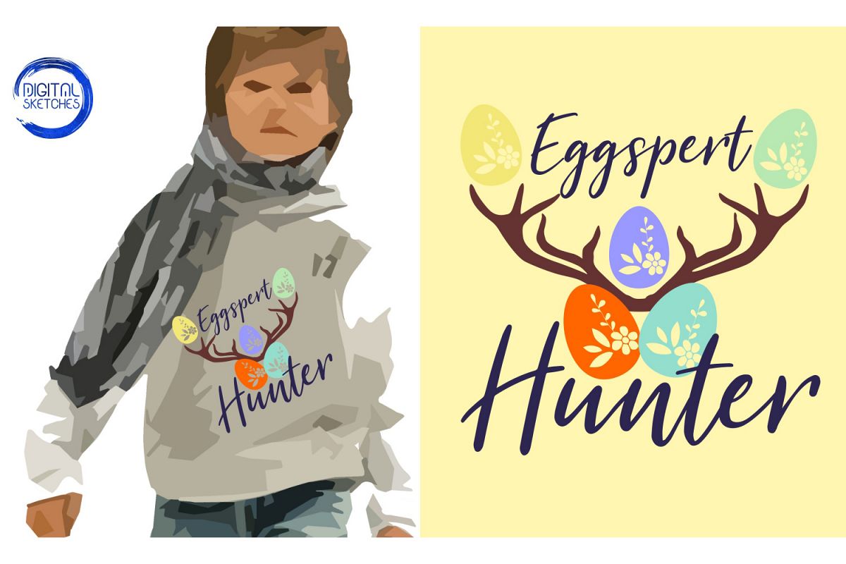 Eggspert Hunter Easter Cut File Vector Graphics Illustration example image 1