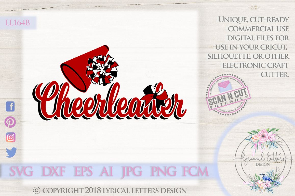 Cheerleader with Pom Pom SVG DXF Cut File LL164B example image 1