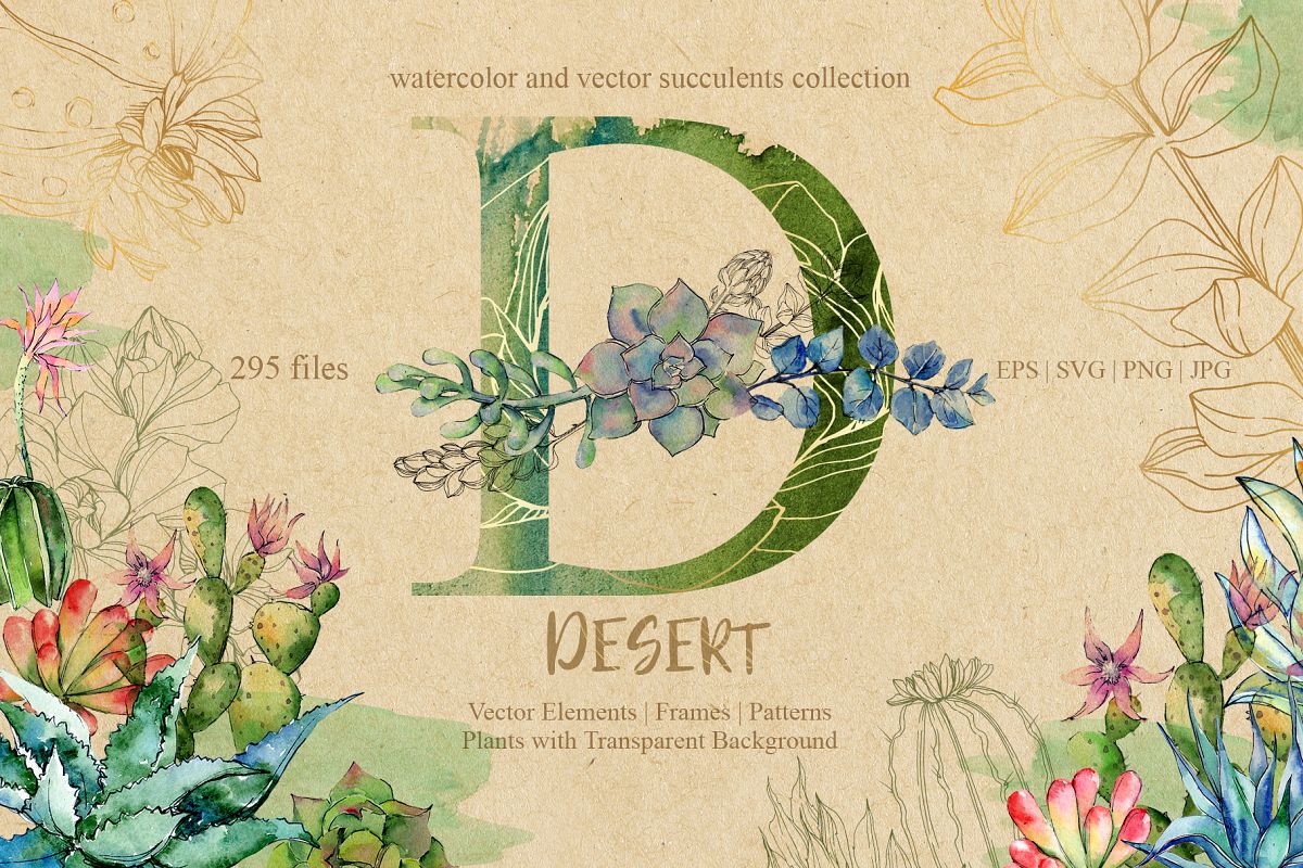 D-desert EPS, SVG, PNG, JPG set example image 1