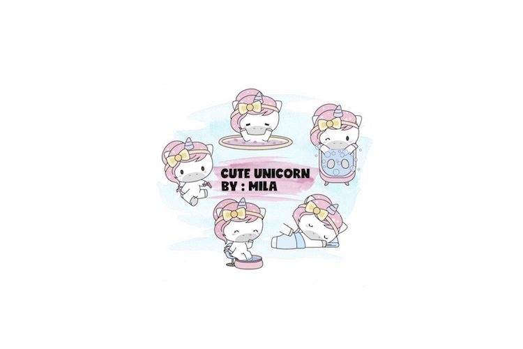 KAWAII UNICORN CLIPART BUNDLE PNG example image 1