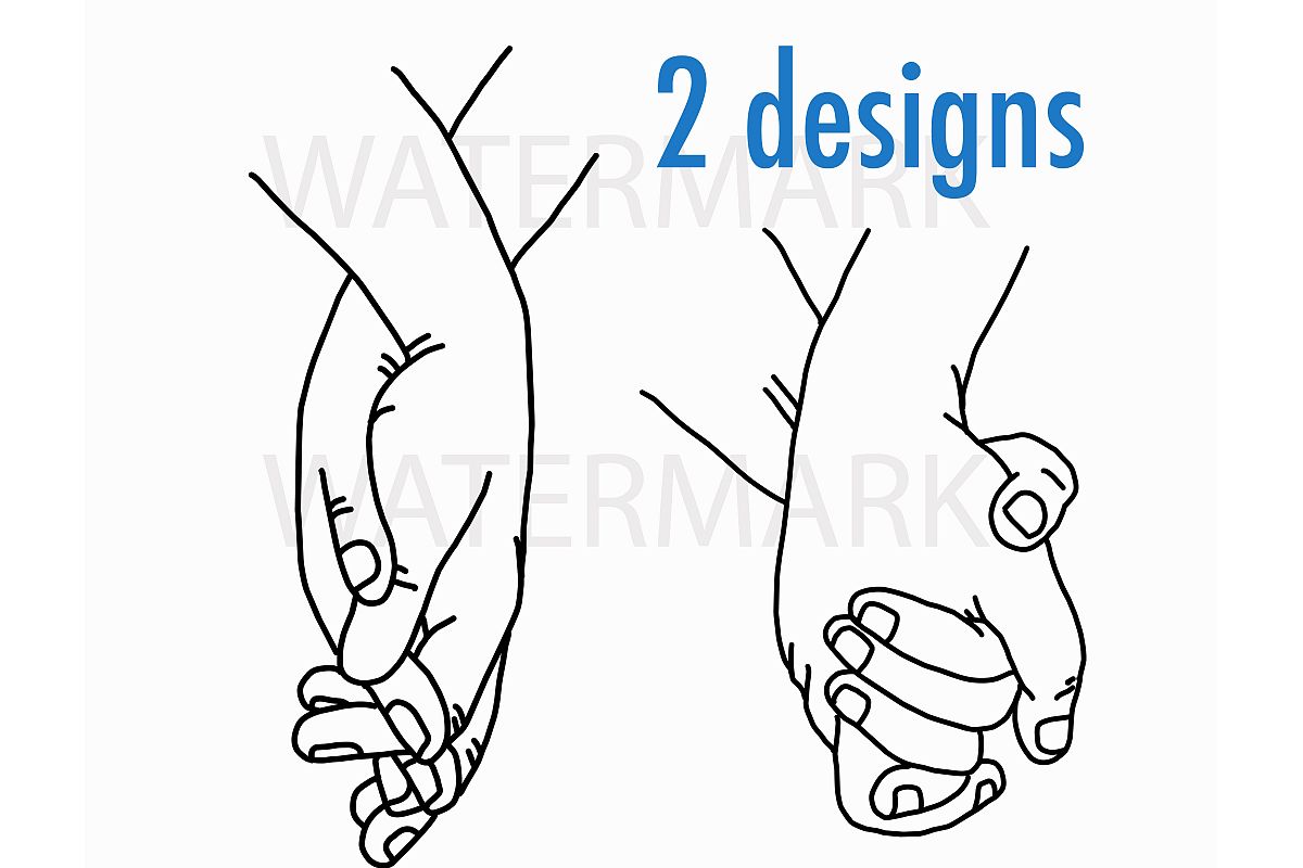 Holding Hand and walk along with love - SVG/JPG/PNG Hand Drawing example image 1