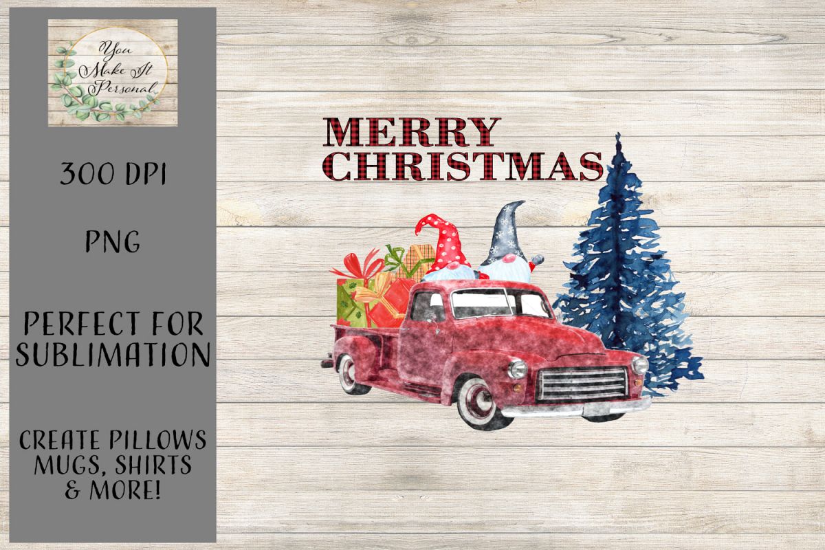 Gnomes In A Red Truck - Christmas Design example image 1