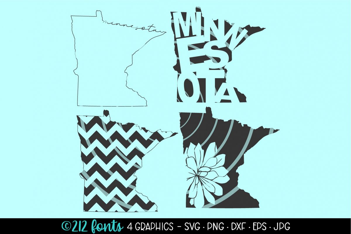 4 - Minnesota State Map Graphic Cut File DXF PNG JPG SVG EPS example image 1