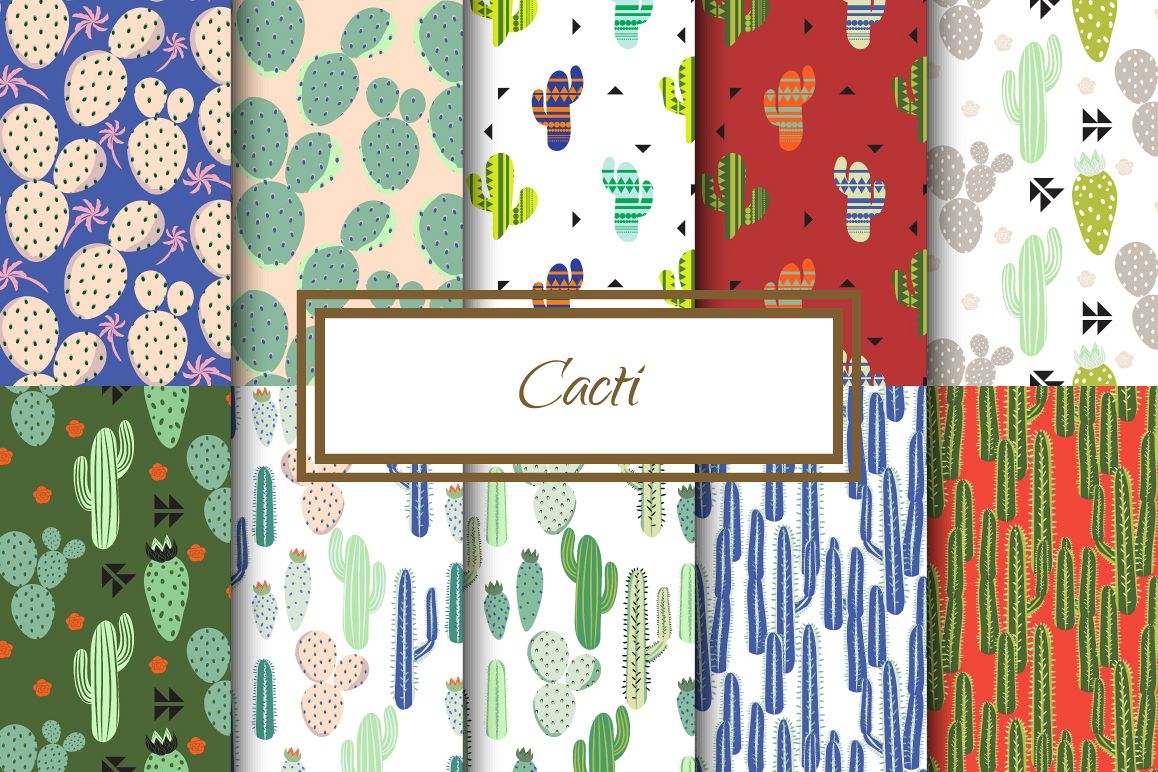 Cacti Seamless Patterns example image 1