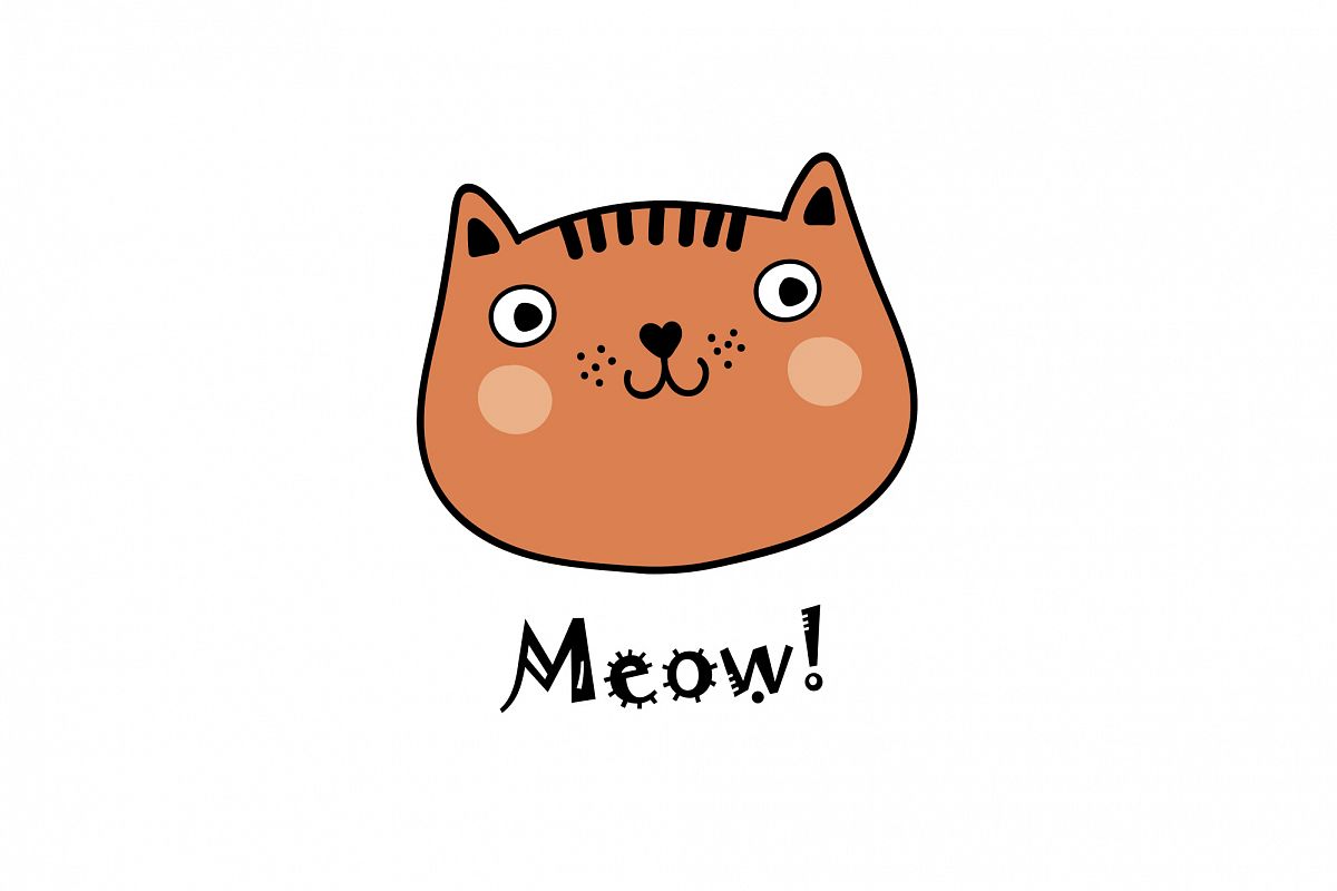 Greeting card with decorative cat. example image 1