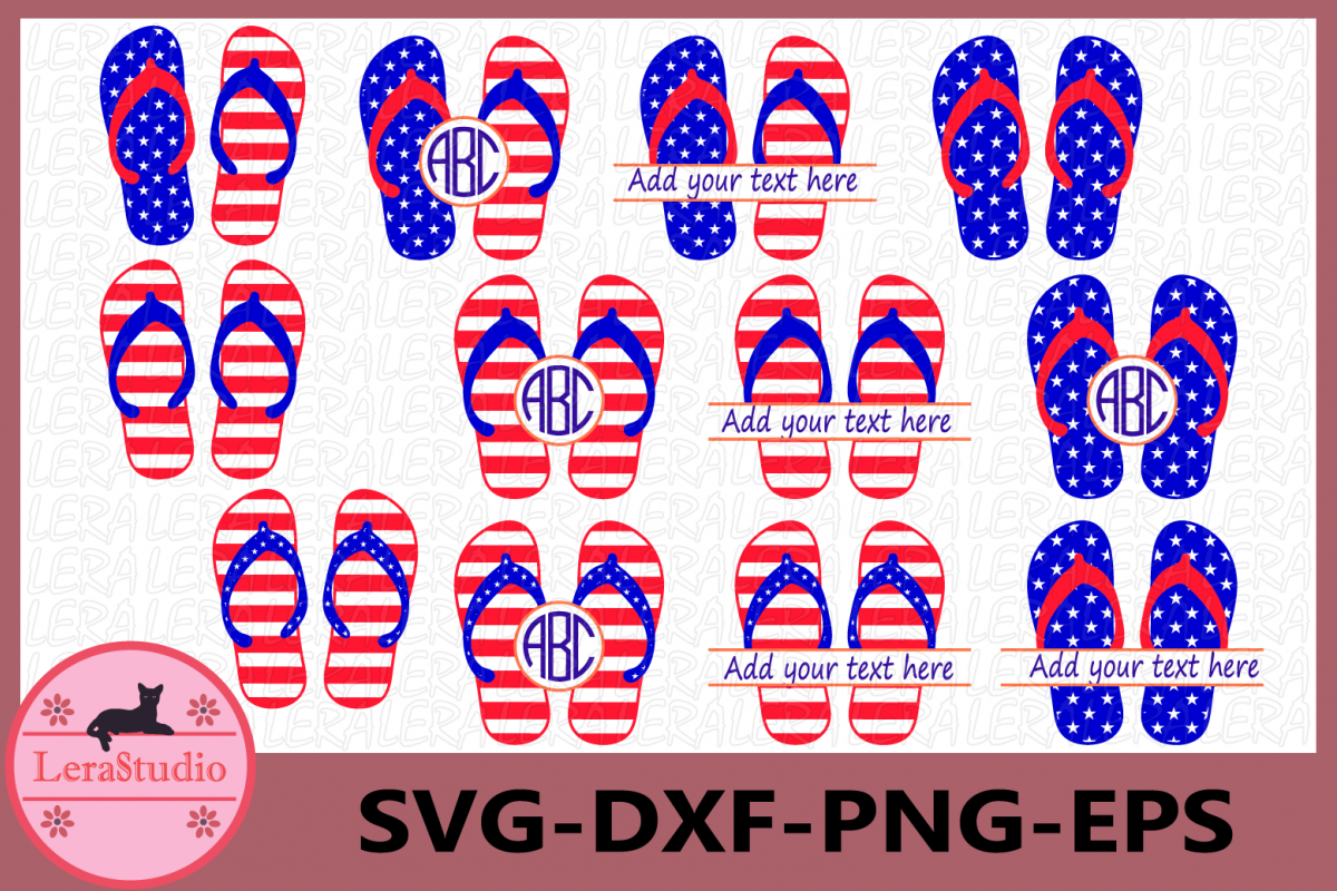 Flip Flops SVG, 4th of July Svg, America svg, Fourth of July example image 1