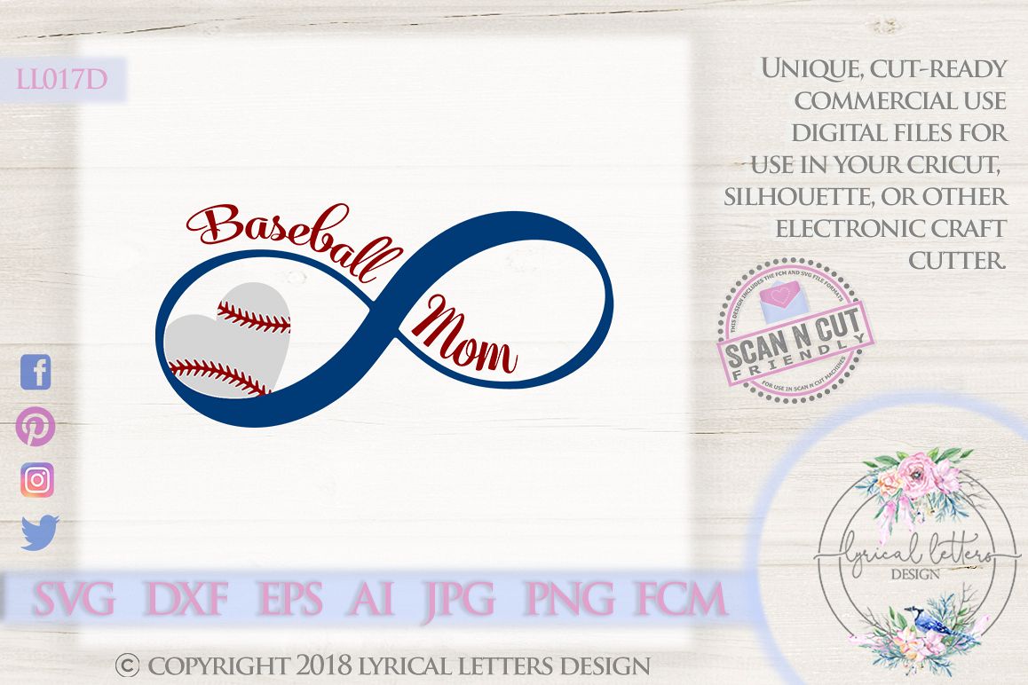 Baseball Mom with Baseball Infinity SVG DXF Cut File LL017D example image 1