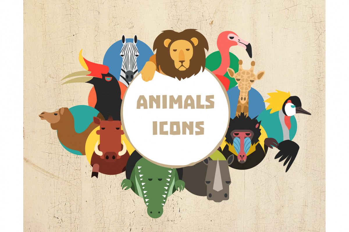 Vector African Animal 32 icons in 2 colors example image 1