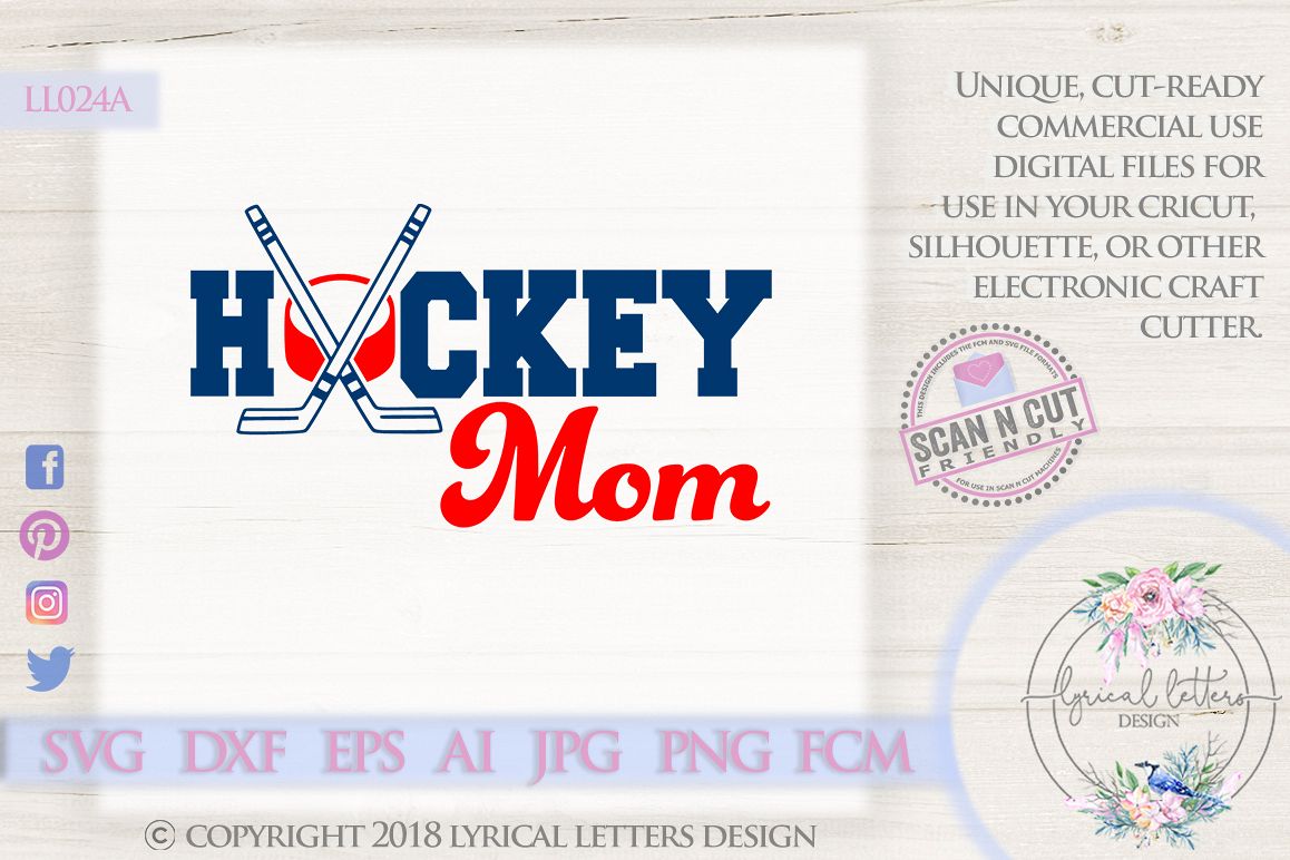 Hockey Mom with Sticks and Puck SVG DXF LL024A example image 1
