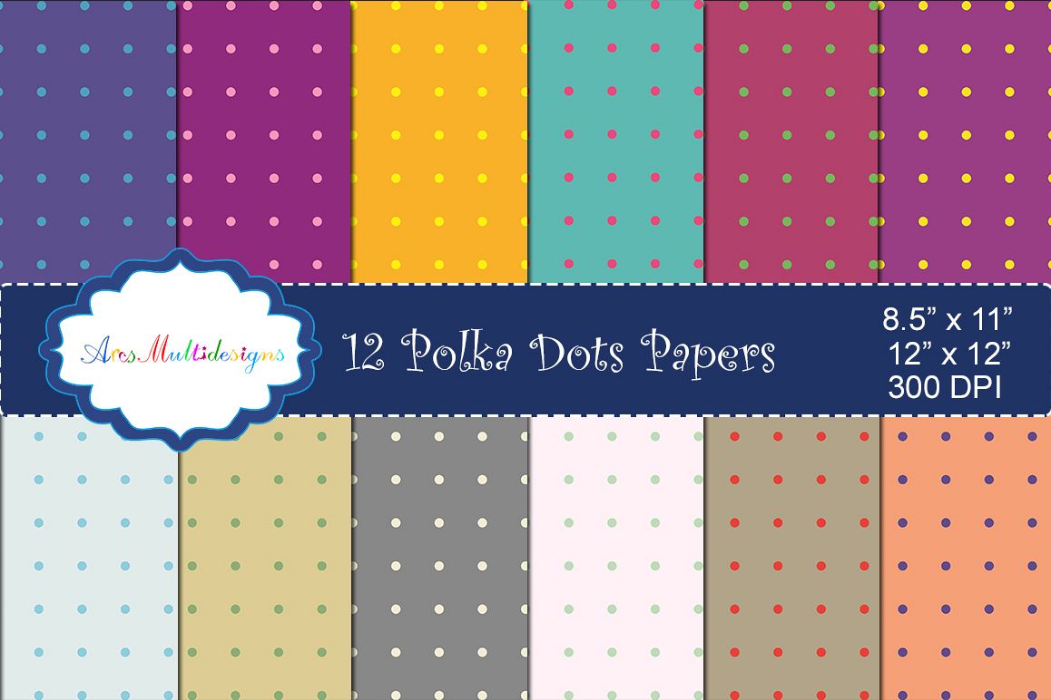 PolkaDots digital pattern / PolkaDots paper / digital papers / PolkaDots digital paper / polkadots scrapbook paper/ set 12 x 12 example image 1
