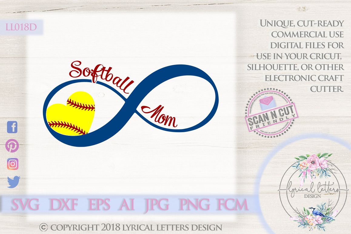 Softball Mom Infinity SVG DXF Cut File LL018D example image 1