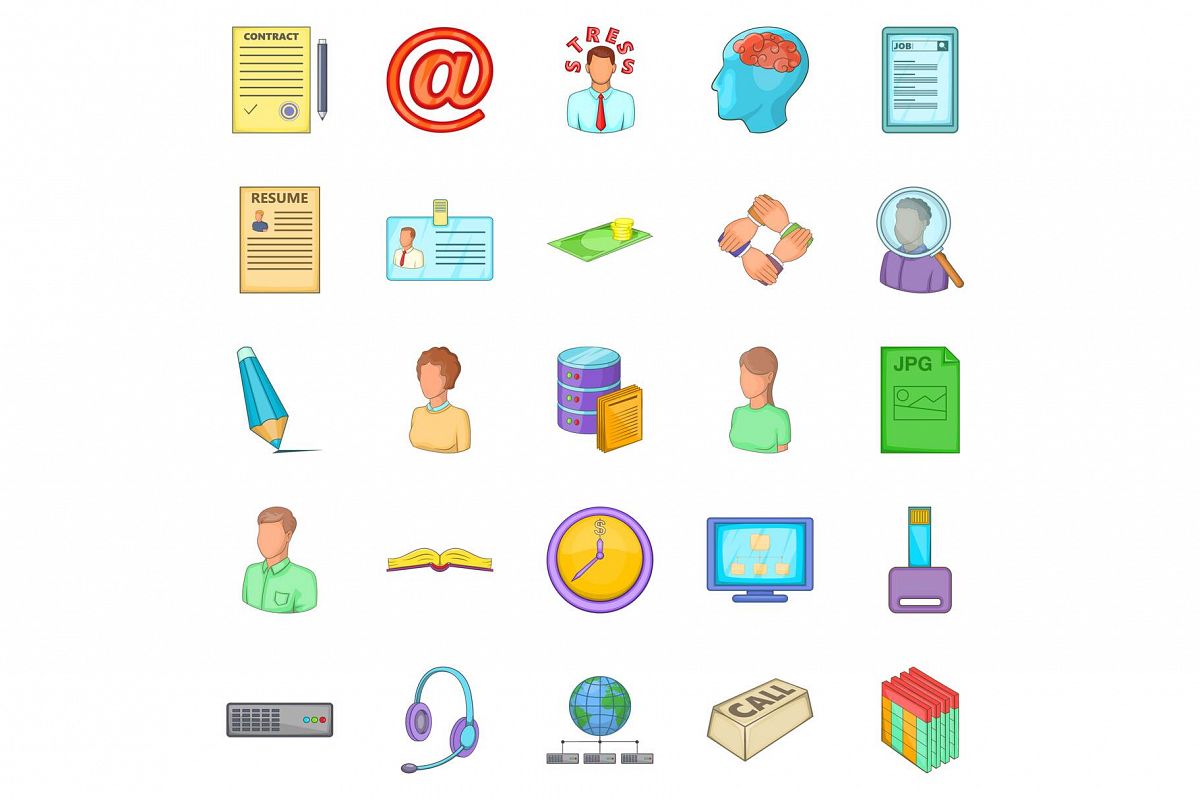 Order icons set, cartoon style example image 1