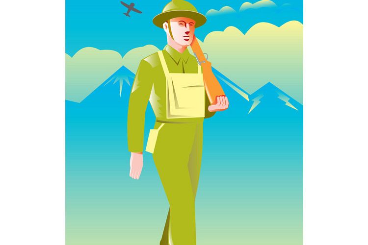 British World War two soldier marching example image 1