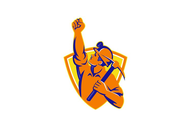 Coal Miner With Pick Ax Pump Fist Retro example image 1