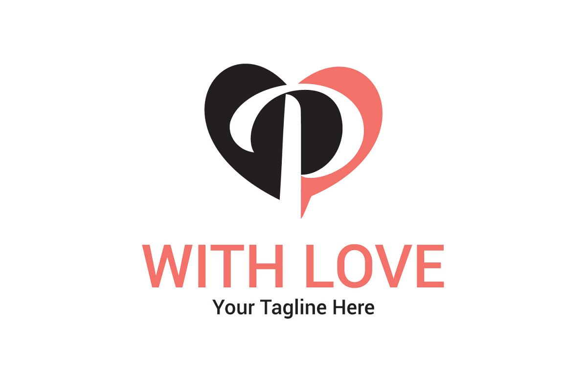 P letter heart logo example image 1