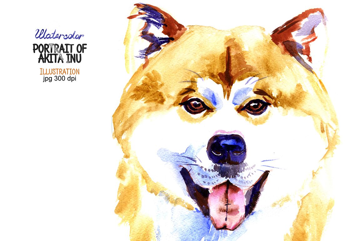 Watercolor Akita inu example image 1