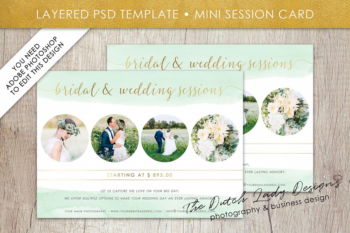 PSD Wedding Photo Session Card Template - Design #34 example image 1