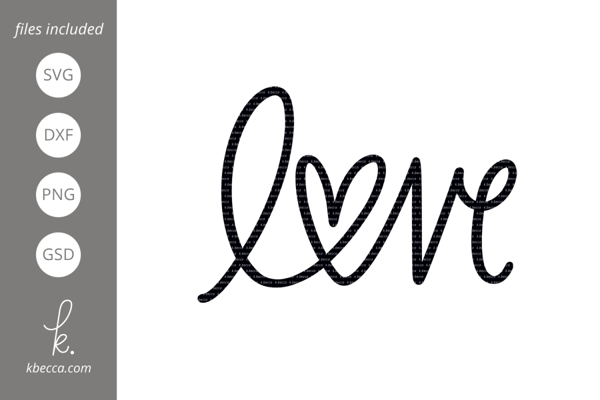 Download Love Heart Word SVG Cut Files (188951) | Hand Lettered ...