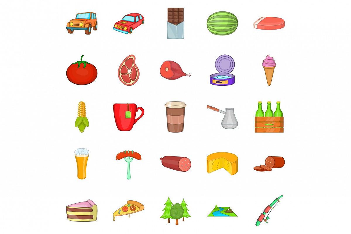 Impenetrable terrain icons set, cartoon style example image 1