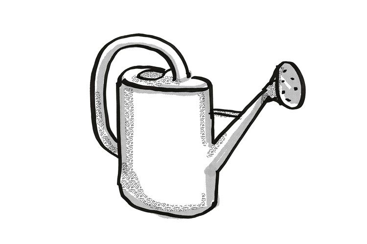 plastic watering can Garden Tool Cartoon Retro Drawing example image 1