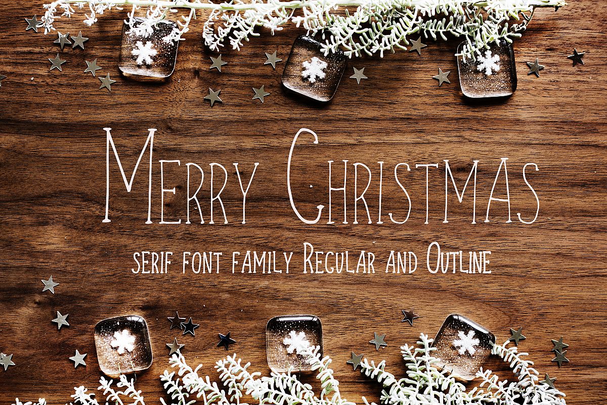 Merry Christmas display font and doodles example image 1