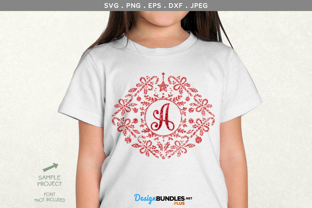 Christmas monogram frame II - svg, printable example image 1