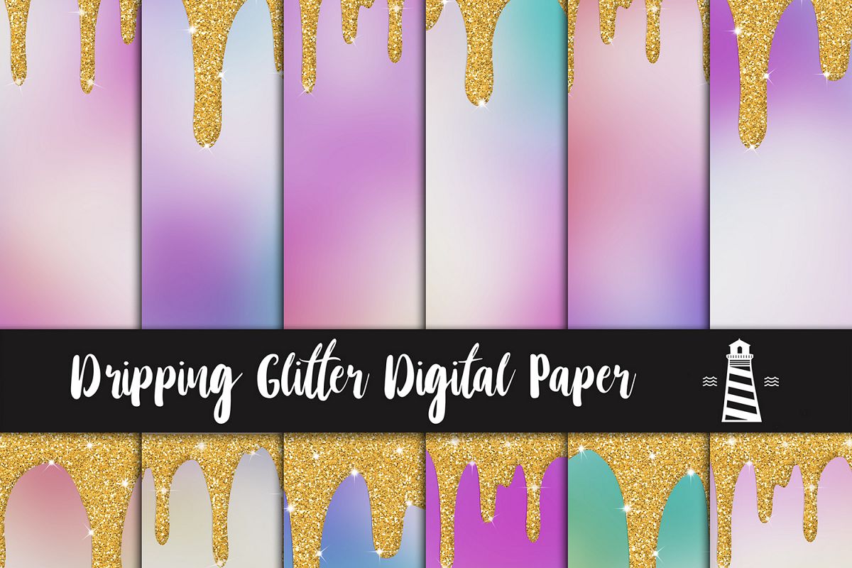 Dripping Glitter Digital Paper example image 1