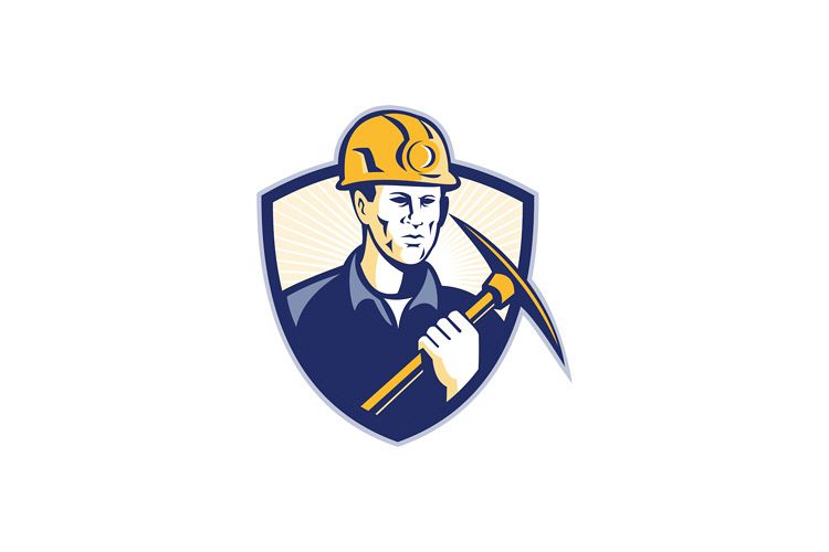 Coal Miner With Pick Axe Shield Retro example image 1