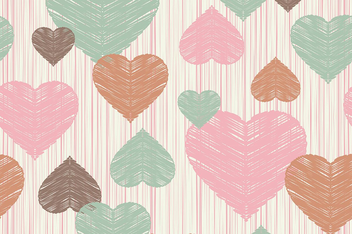Seamless vector background with decorative hearts. Valentine's day. Textile rapport. example image 1