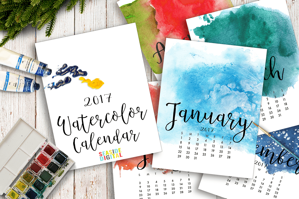 2017 Hand Paint Watercolor Calendar example image 1