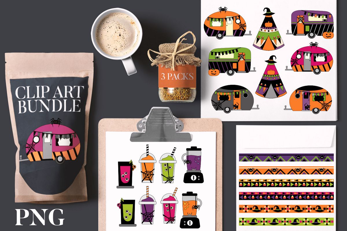 Halloween clip art bundle - Caravan Drinks Party example image 1