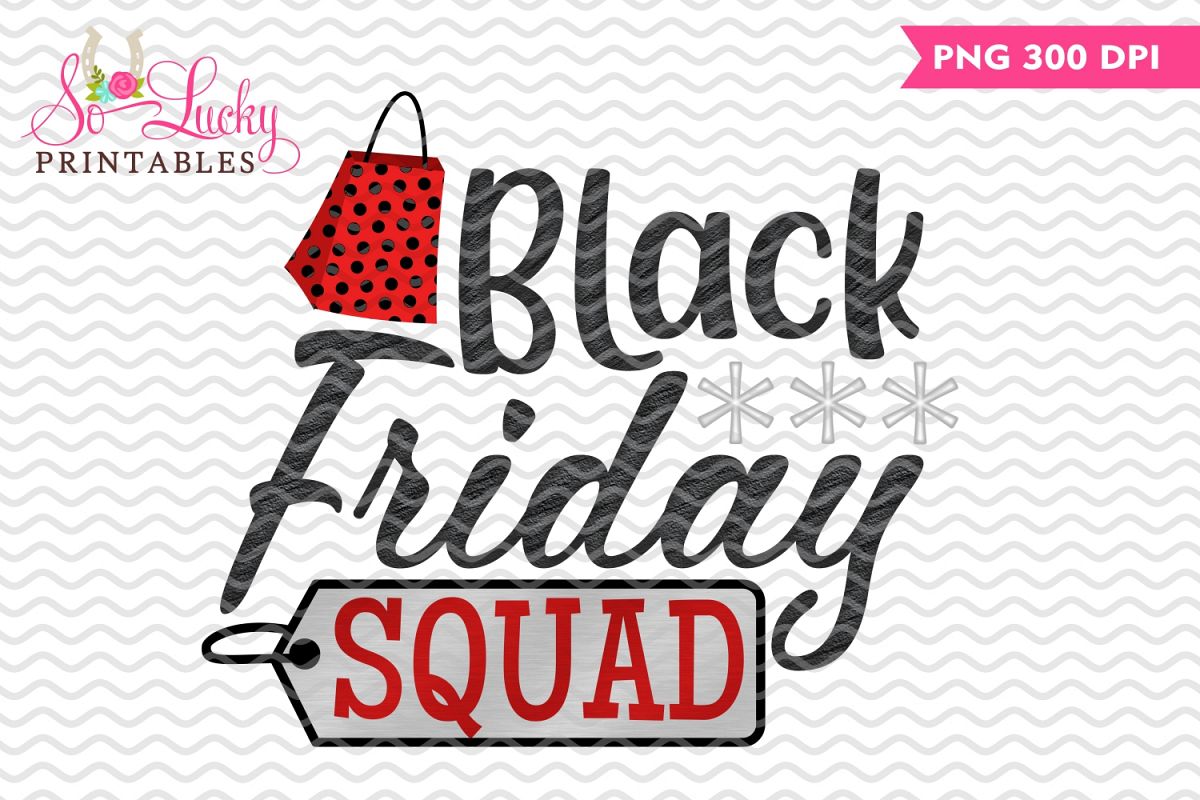 Black Friday Squad watercolor sublimation design example image 1