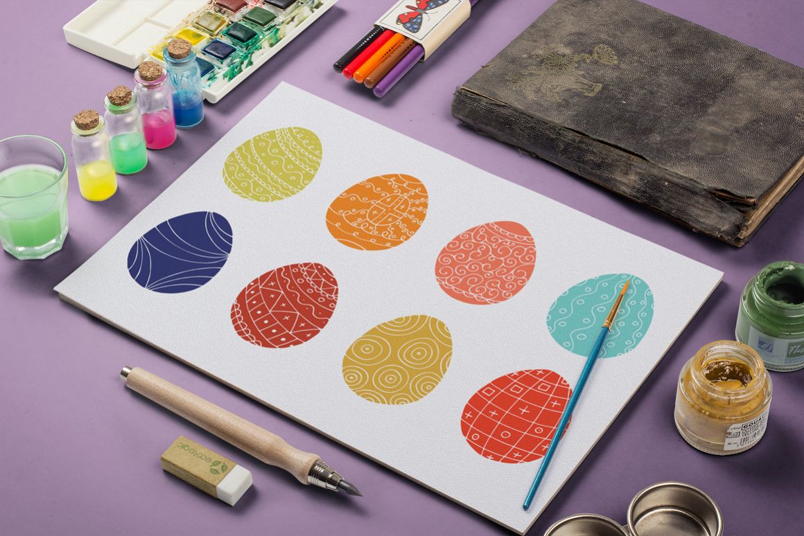 Color collection of Easter eggs. example image 1