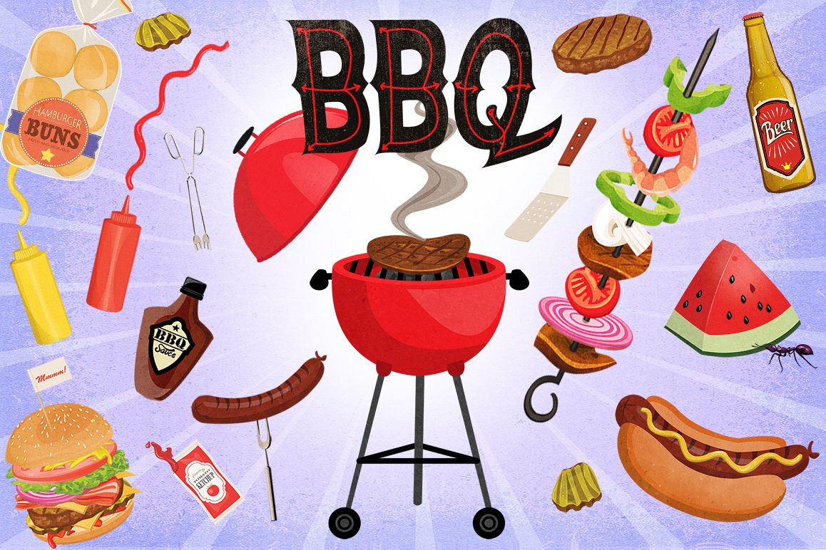 BBQ Cookout Clip Art Graphics (163501) | Illustrations | Design Bundles