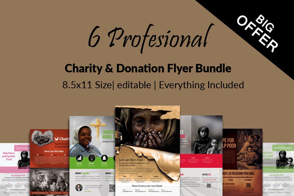 6 Charity & Donation Flyers Bundle example image 1