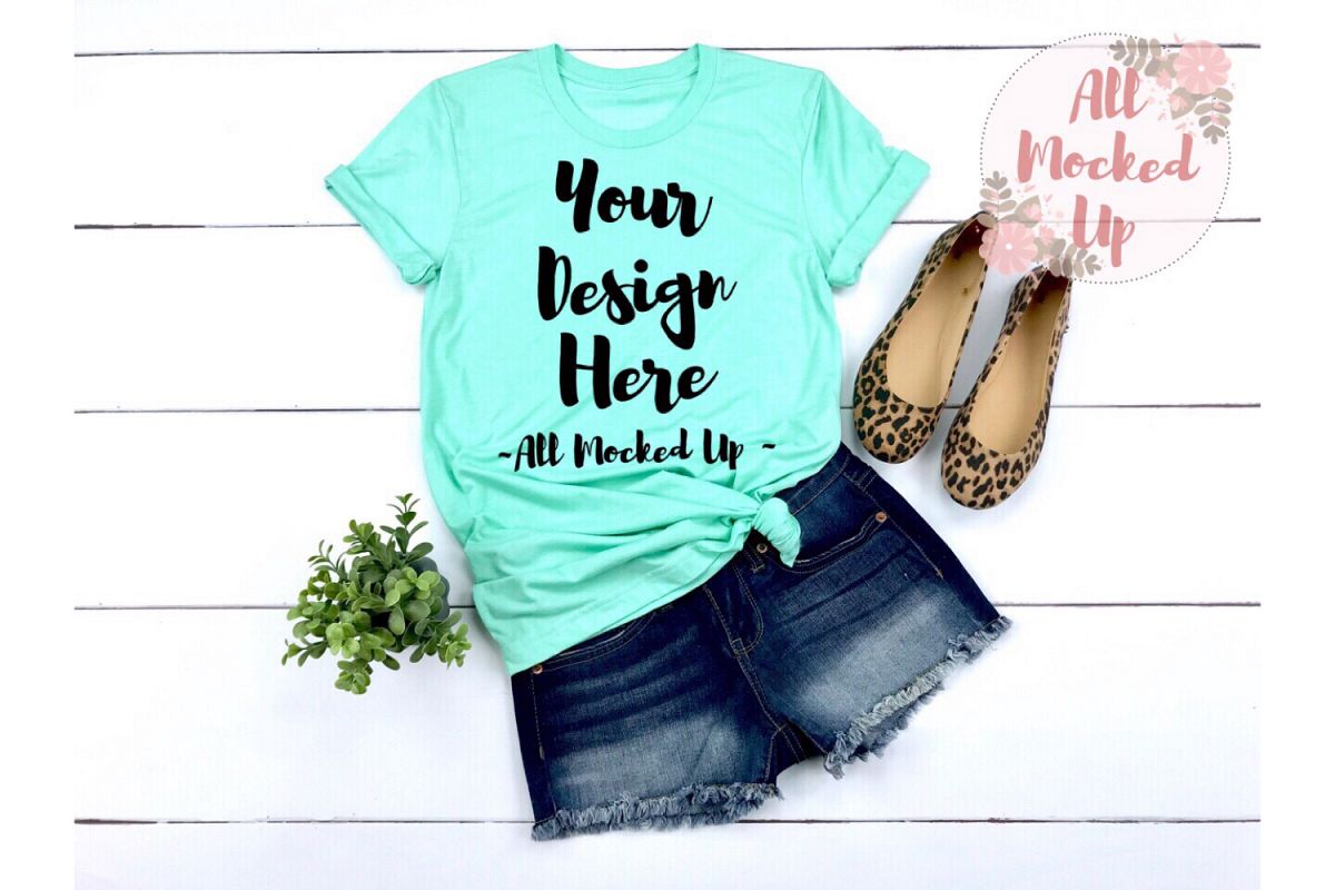 Bella Canvas 3001 / 3413 MINT Shirt Mock Up - 3/19 example image 1