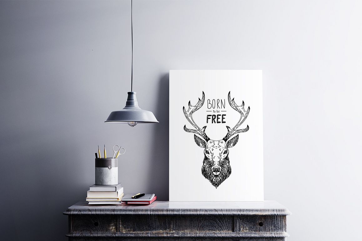 Hand drawn illustration with forest Deer example image 1