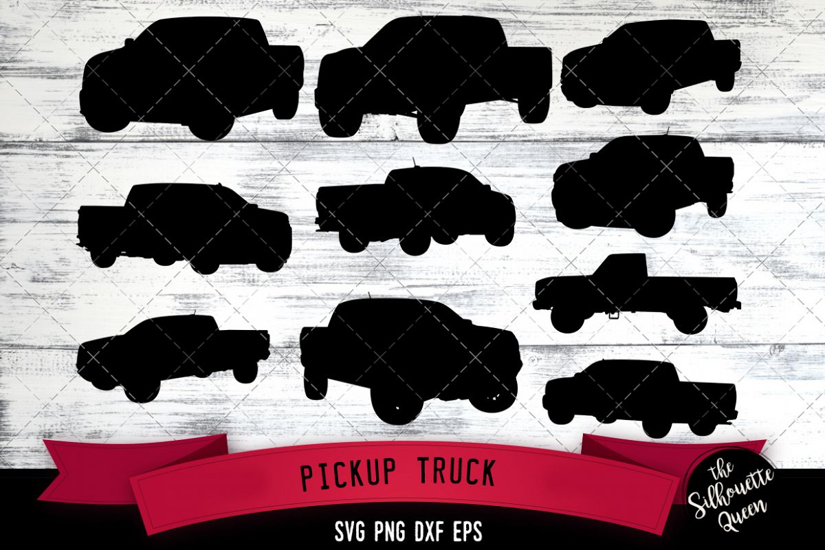 Pickup Truck svg file, car svg cut file, silhouette studio example image 1