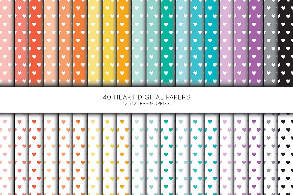 Heart Digital Paper, Heart Scrapbook paper example image 1